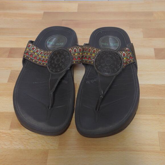 Skechers Brown Cali Tone Ups Sandals Flip Flops Boho Toe Post Thong - Size 7 - Picture 6 of 12